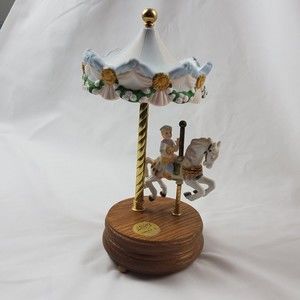 Vintage Music Box Carousel Somewhere In Time Willitts Song Porcelain
